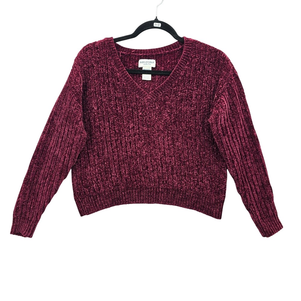Red Chenille Ribbed Y2K Academia Arizona Vintage Crop Cozy Sweater Medium
